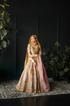 designer champagne gold lehenga blush