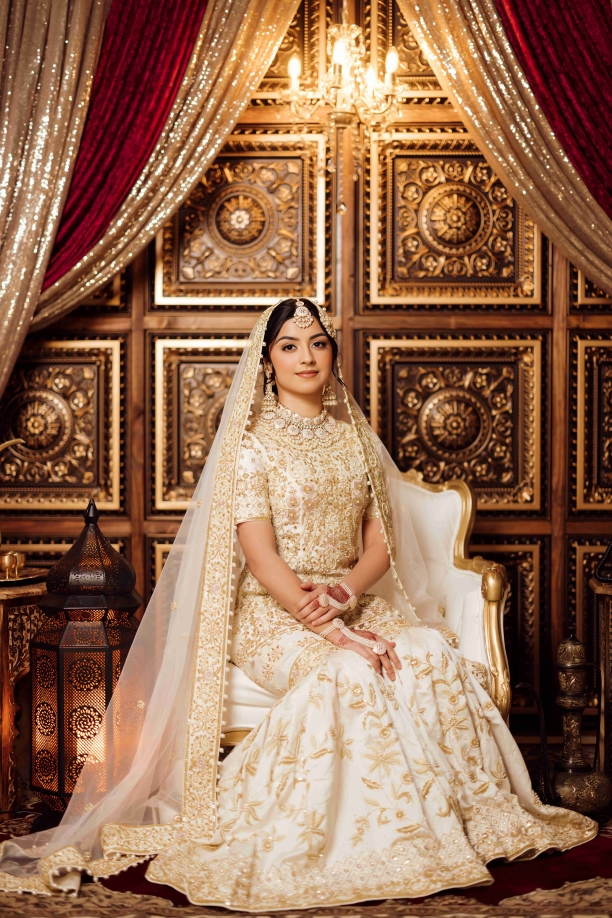 ivory champagne sharara set with dupatta embroidered festive wear USA