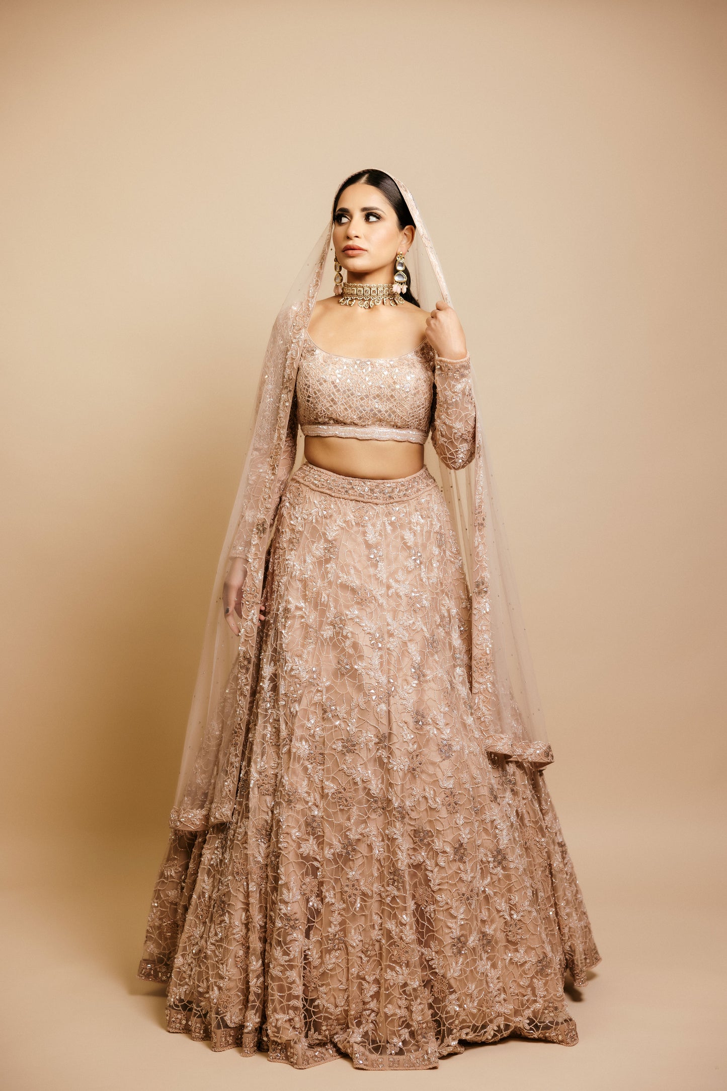 designer blush lehenga indian festive outfit USA