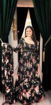 designer black floral indian outfit party wear USA