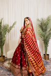 deep crimson red lehenga set with double dupatta wedding wear USA