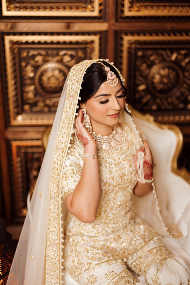 ivory champagne sharara set with dupatta embroidered festive wear USA