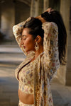 ivory gold sharara set with cape and blouse festive outfit USA