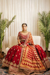 deep crimson red lehenga set with double dupatta wedding wear USA