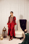 crimson kurta set with delicate embroidery festive wear USA