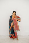 deep teal blue kurta set with dupatta gotta patti festive wear USA