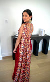 crimson red drape sharara set printed drape indo western outfit USA